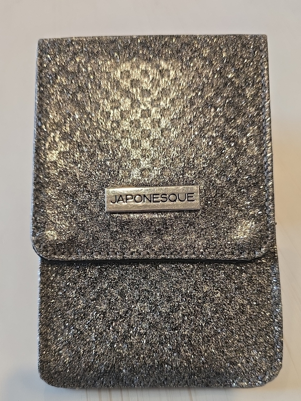 Japonesque Silver Glitter Compact Case Travel Makeup Pouch